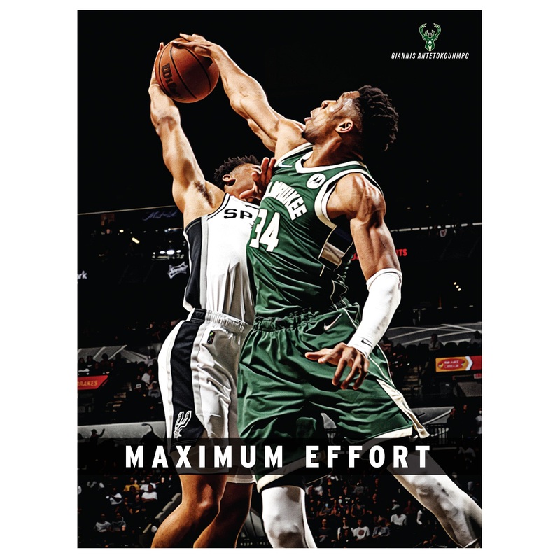 Giannis Antetokounmpo – Block – Motivational – Peel & Stick Poster – Official NBA – Milwaukee Bucks – Reusable Vinyl Wall Decal