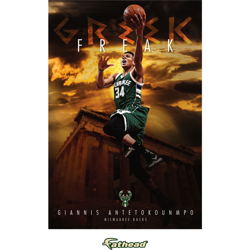 Giannis Antetokounmpo – Greek Freak Mural – Peel & Stick Poster – Official NBA – Milwaukee Bucks – Reusable Vinyl Wall Decal
