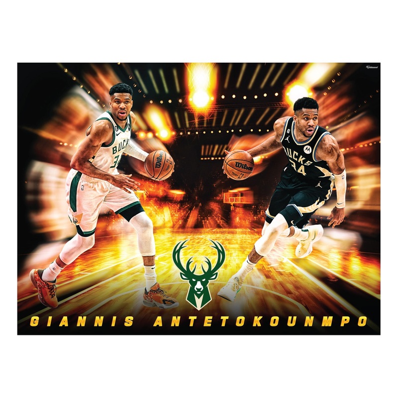 Giannis Antetokounmpo – Icon Series – Peel & Stick Poster – Official NBA – Milwaukee Bucks – Reusable Vinyl Wall Decal