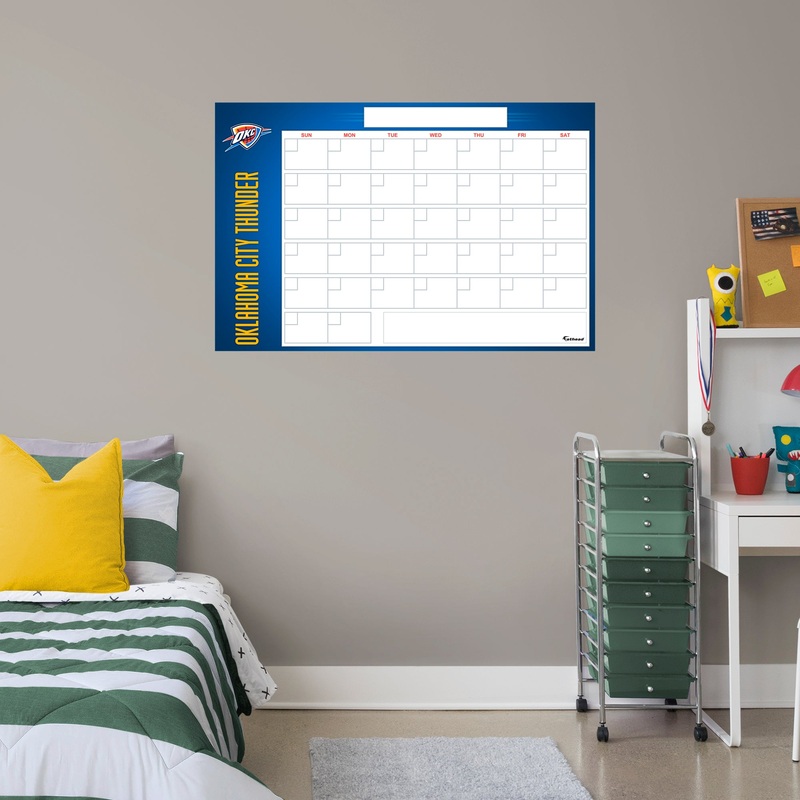 Oklahoma City Thunder – Dry Erase Calendar – Official NBA – Reusable Vinyl Wall Decal