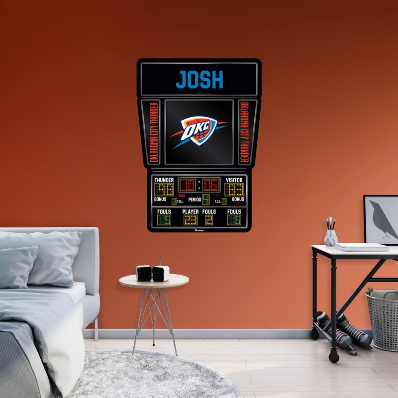 Oklahoma City Thunder – Scoreboard Graphic – With Personalized Name – Official NBA – Vinyl Transfer Decal