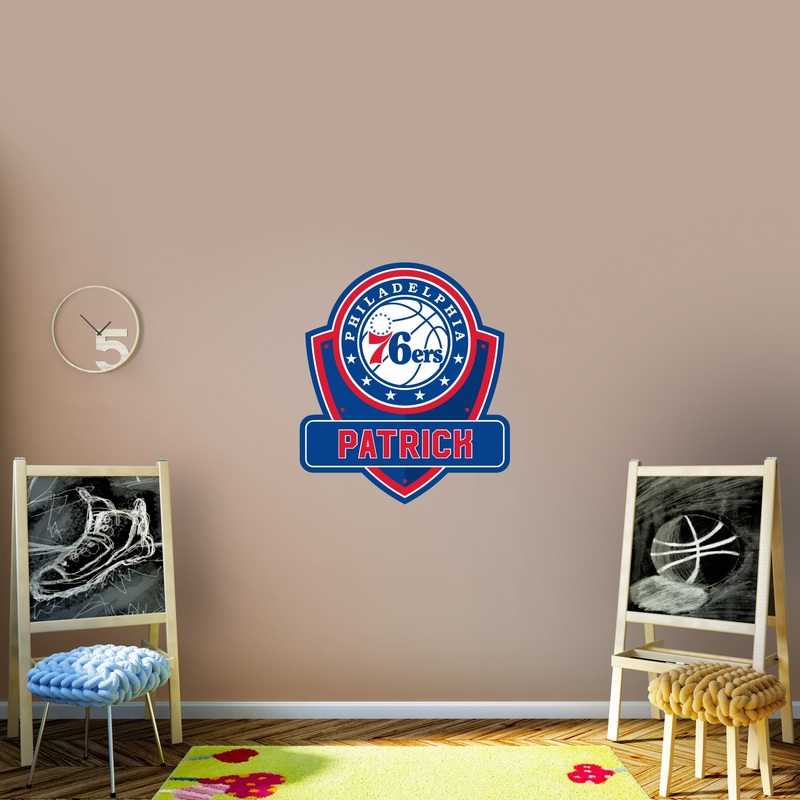 Philadelphia 76ers – Badge – With Personalized Name – Official NBA – Vinyl Transfer Decal