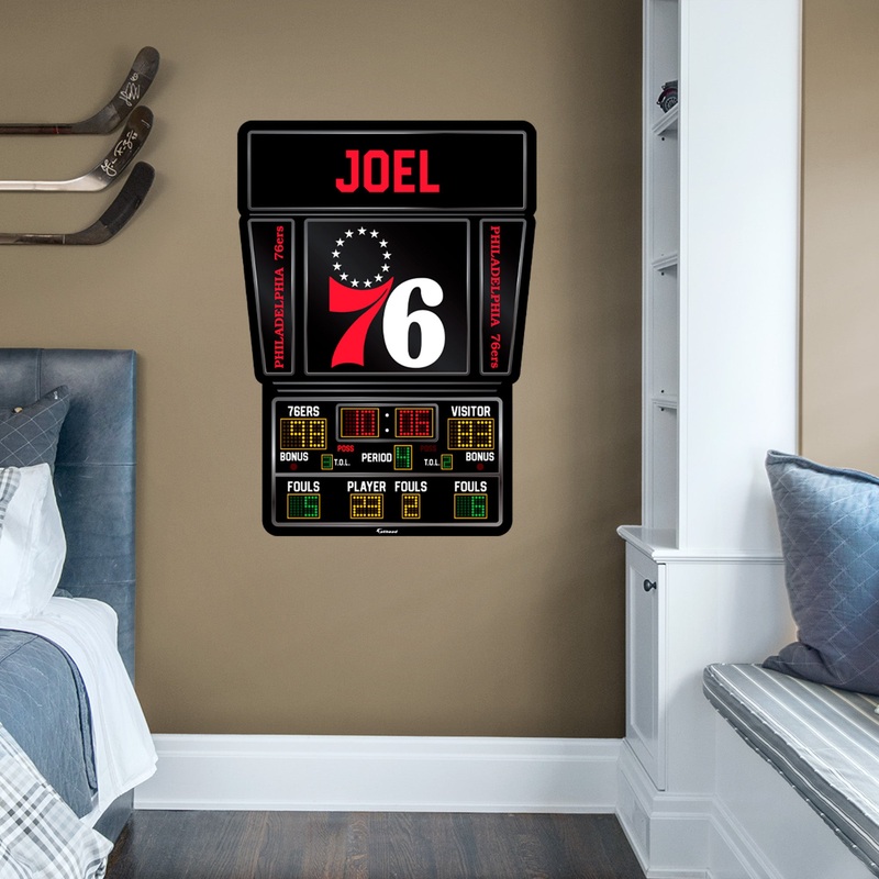 Philadelphia 76ers – Scoreboard Graphic – With Personalized Name – Official NBA – Vinyl Transfer Decal