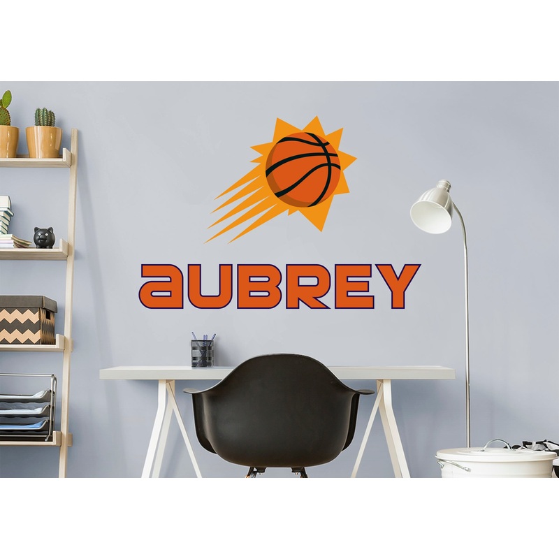 Phoenix Suns – Stacked Logo – With Personalized Name – Orange Text – Official NBA – Vinyl Transfer Decal