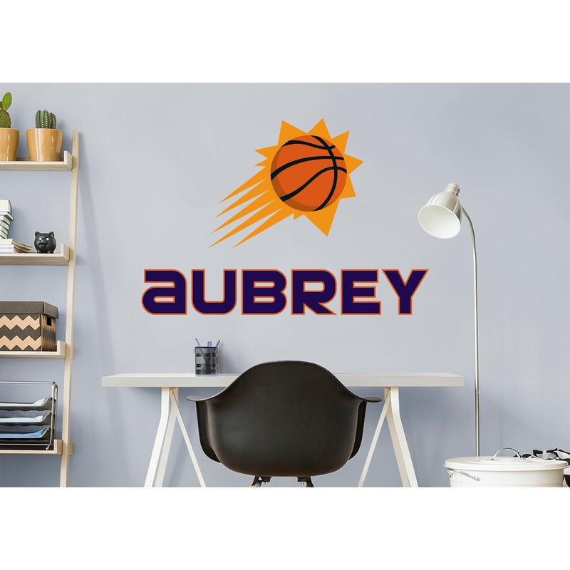 Phoenix Suns – Stacked Logo – With Personalized Name – Purple Text – Official NBA – Vinyl Transfer Decal