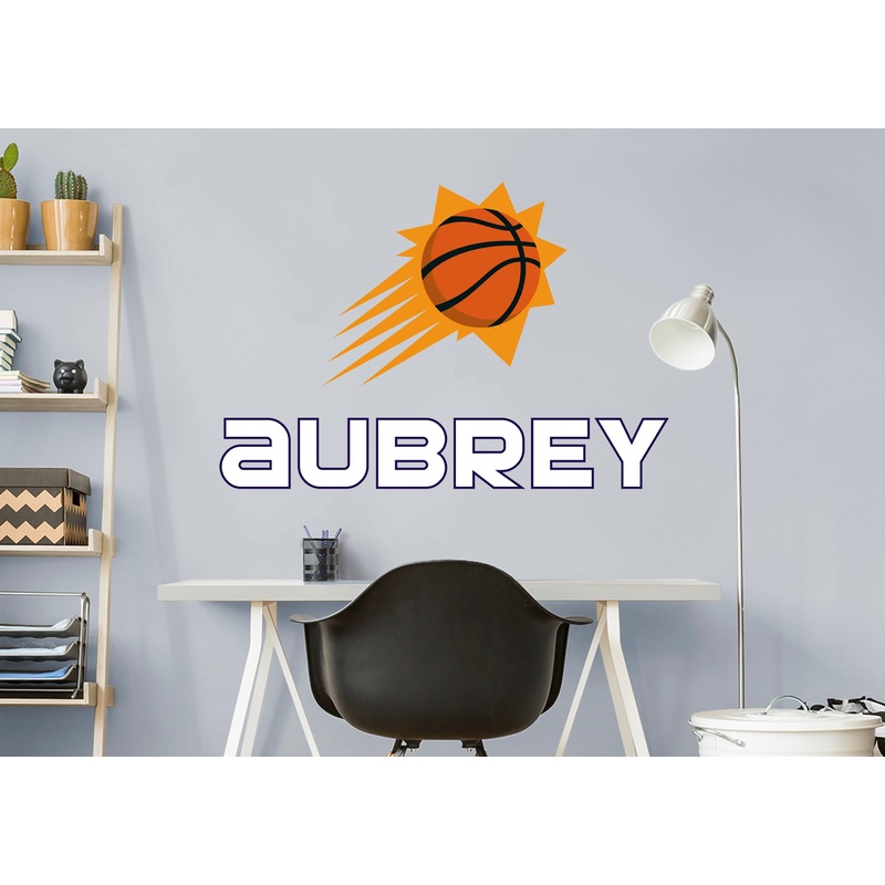 Phoenix Suns – Stacked Logo – With Personalized Name – White Text – Official NBA – Vinyl Transfer Decal