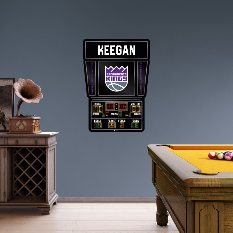 Sacramento Kings – Scoreboard Graphic – With Personalized Name – Official NBA – Vinyl Transfer Decal