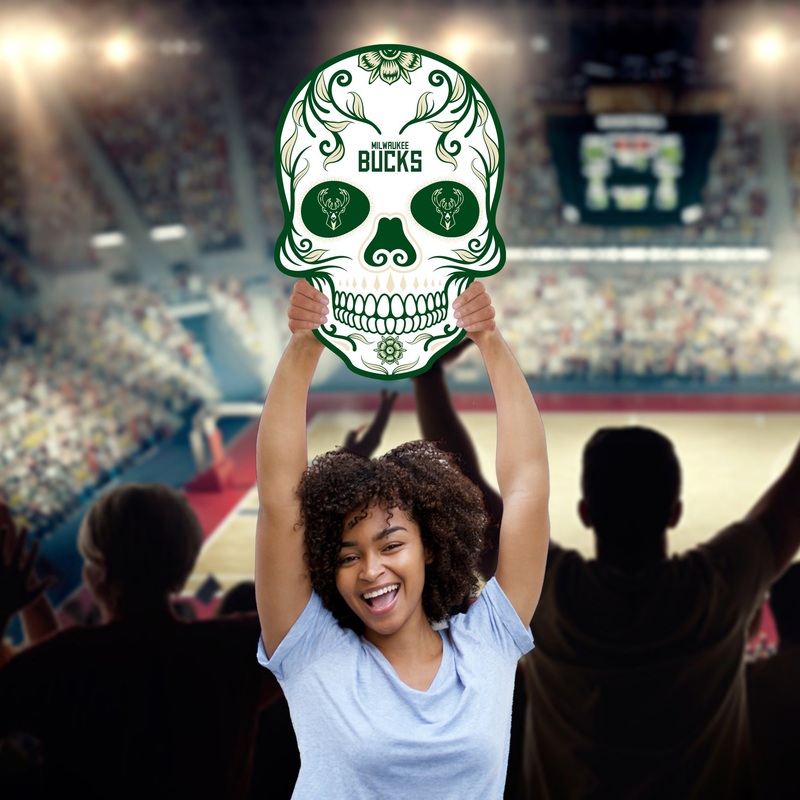 Skull – Big Head – Official NBA – Milwaukee Bucks – Foam Core Cutout