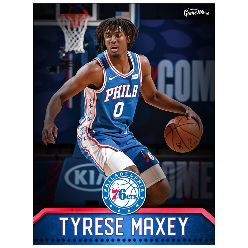Tyrese Maxey – GameStars Series – Peel & Stick Poster – Official NBA – Philadelphia 76ers – Reusable Vinyl Wall Decal