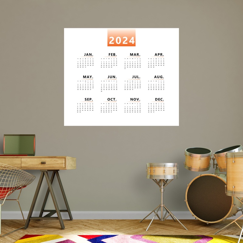 2024 Calendar:  Gradients Dry Erase        –   Removable     Adhesive Decal