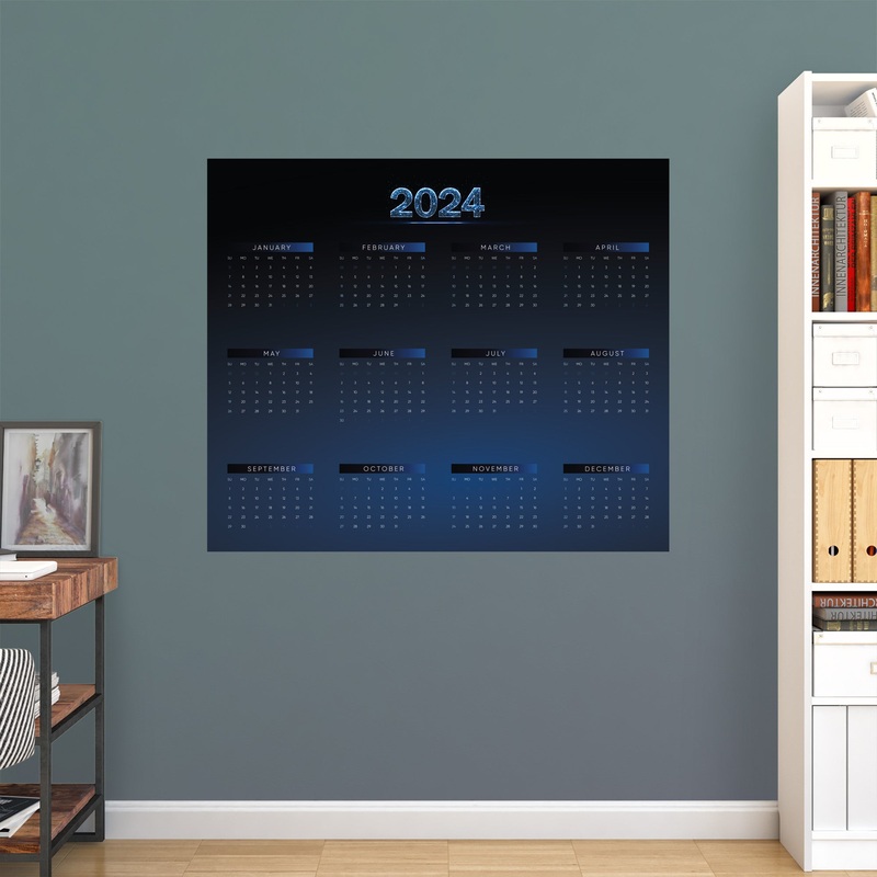 2024 Calendar:  Space Dry Erase        –   Removable     Adhesive Decal