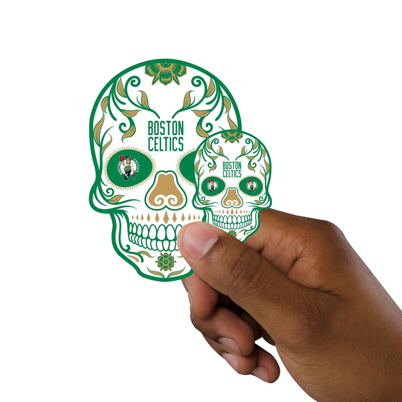 Boston Celtics – 5 Sugar Skull Logo Minis (Mixed Sizes) – Official NBA – Reusable Vinyl Decals