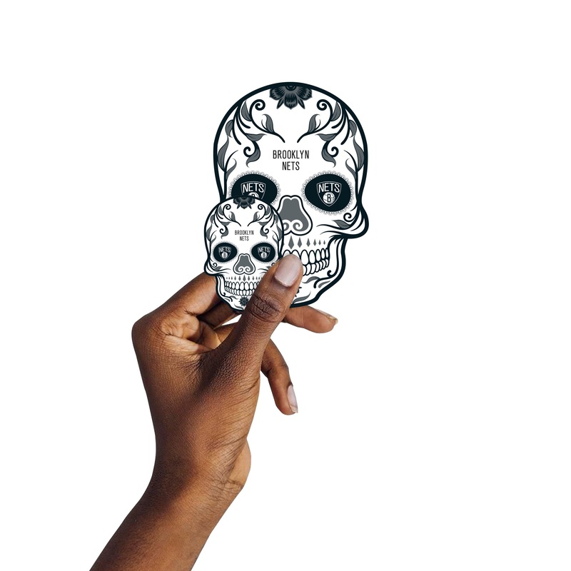 Brooklyn Nets – 5 Sugar Skull Logo Minis (Mixed Sizes) – Official NBA – Reusable Vinyl Decals