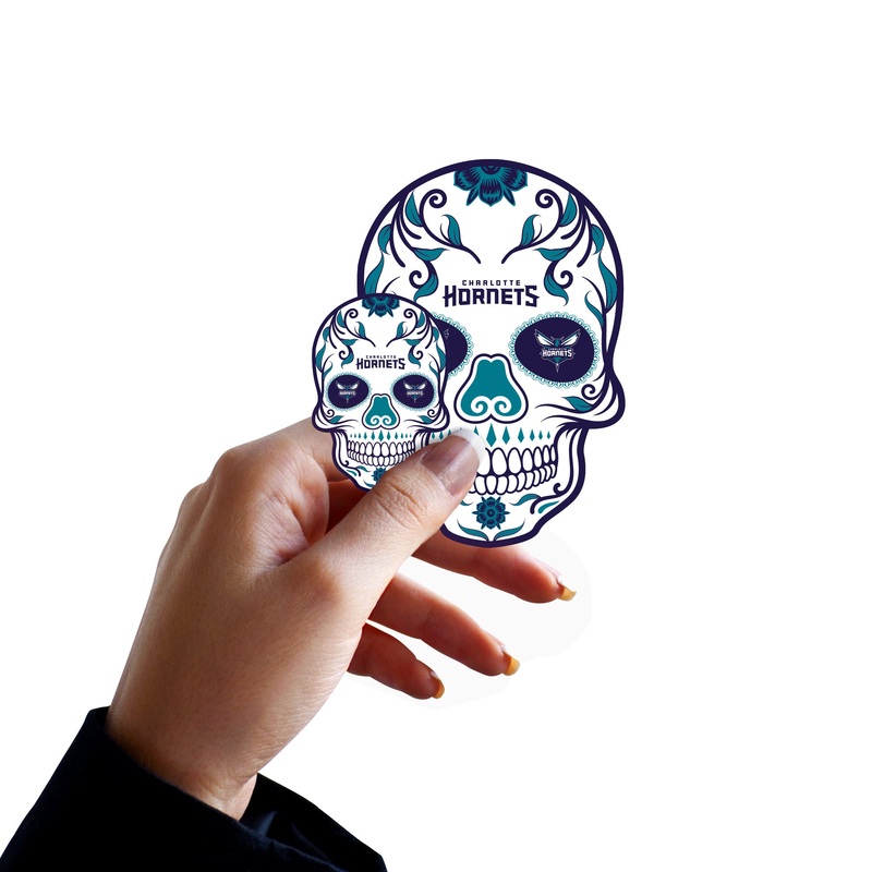 Charlotte Hornets – 5 Sugar Skull Logo Minis (Mixed Sizes) – Official NBA – Reusable Vinyl Decals