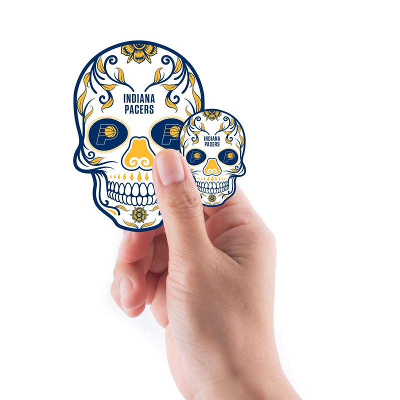 Indiana Pacers – 5 Sugar Skull Logo Minis (Mixed Sizes) – Official NBA – Reusable Vinyl Decals