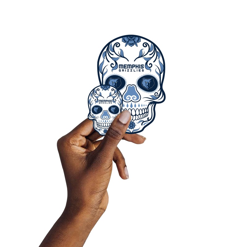 Memphis Grizzlies – 5 Sugar Skull Logo Minis (Mixed Sizes) – Official NBA – Reusable Vinyl Decals
