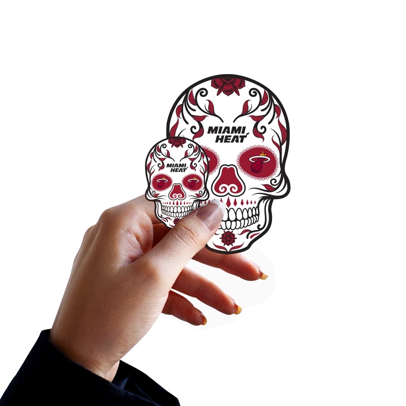 Miami Heat – 5 Sugar Skull Logo Minis (Mixed Sizes) – Official NBA – Reusable Vinyl Decals