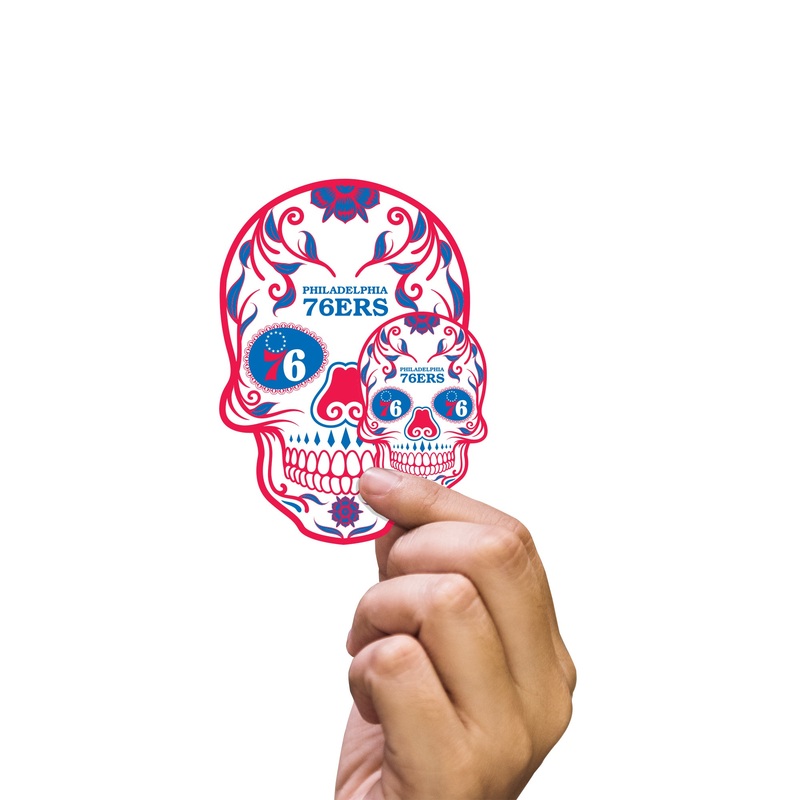 Philadelphia 76ers – 5 Sugar Skull Logo Minis (Mixed Sizes) – Official NBA – Reusable Vinyl Decals