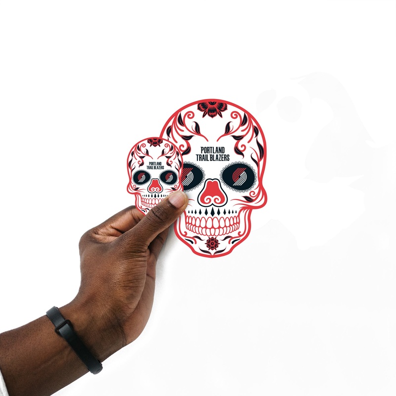 Portland Trail Blazers – 5 Sugar Skull Logo Minis (Mixed Sizes) – Official NBA – Reusable Vinyl Decals