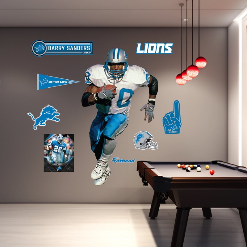 Barry Sanders – RealBig Away Jersey Legend Collection – Official NFL – Detroit Lions – Reusable Vinyl Wall Decals