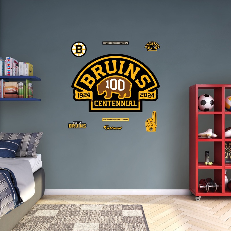 Boston Bruins – RealBig 2023 Centennial Crest Collection – Official NHL – Reusable Vinyl Wall Decals