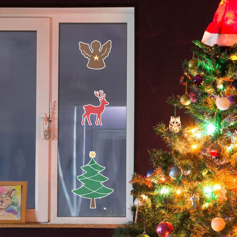 Christmas: Christmas Joy Window Clings – Removable Window Static Decal