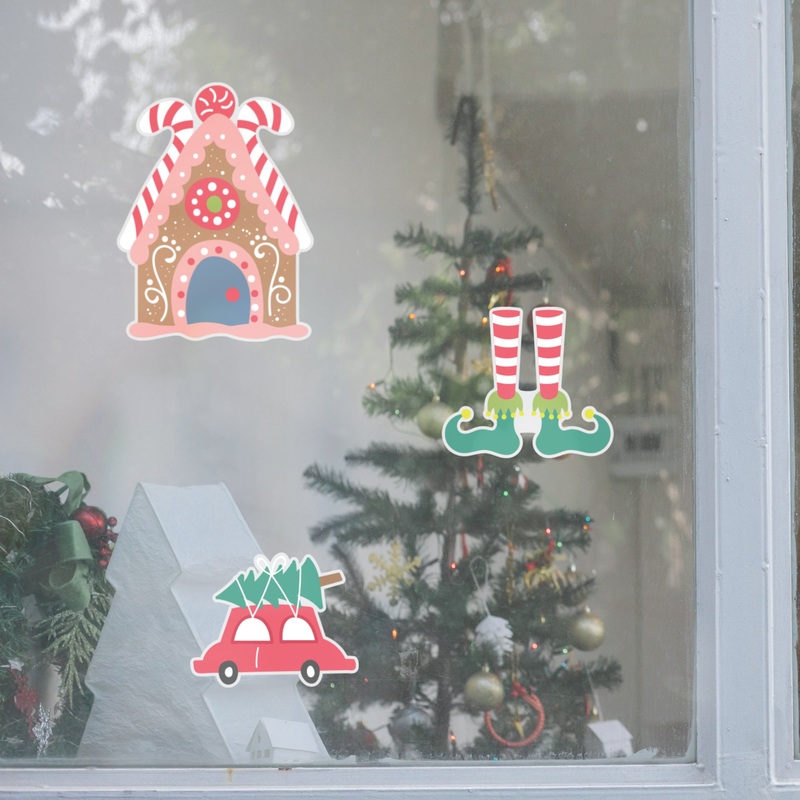 Christmas: Gingerbread House Window Clings – Removable Window Static Decal