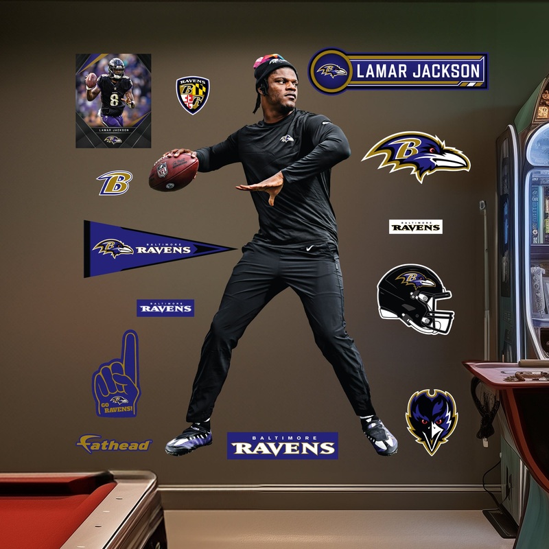 Lamar Jackson – RealBig Warmups Collection – Official NFL – Baltimore Ravens – Reusable Vinyl Wall Decals