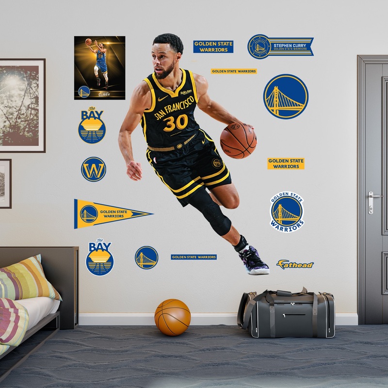 Stephen Curry City Jersey – RealBig Collection – Official NBA – Golden State Warriors – Reusable Vinyl Wall Decals