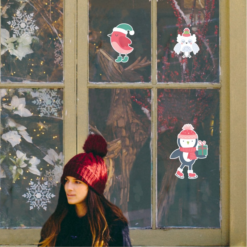 Christmas: Animals Window Clings – Removable Window Static Decal