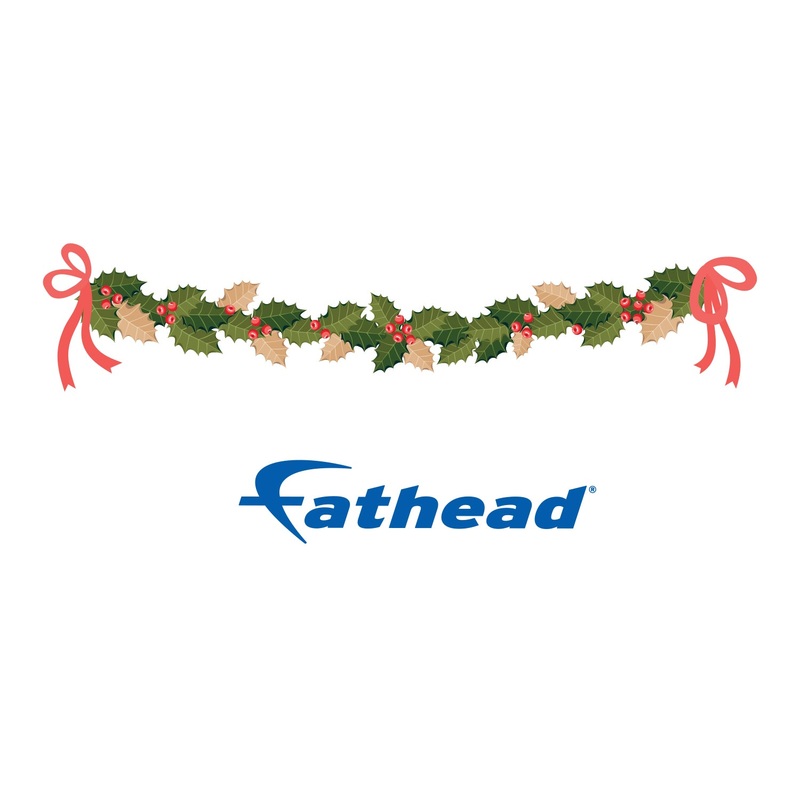Christmas: Garland with Holly Leaves Icon – Removable Adhesive Decal