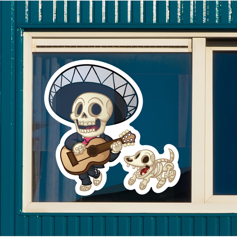 Halloween:  Playing the Guitar Window Clings        –   Removable Window   Static Decal