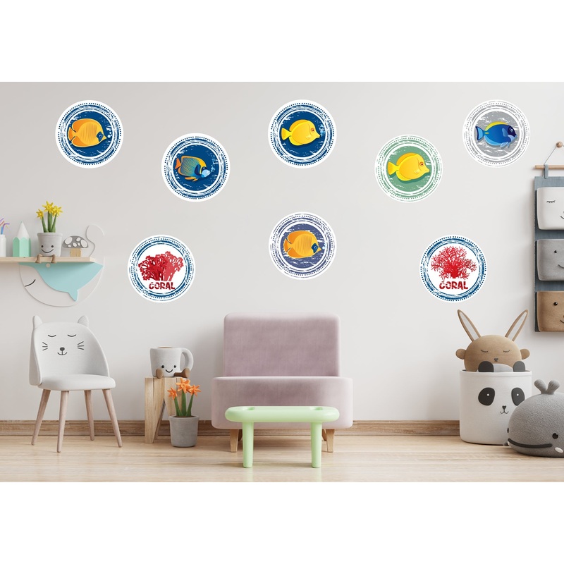 Nursery:  Coral and Fish Collection        –   Removable Wall   Adhesive Decal