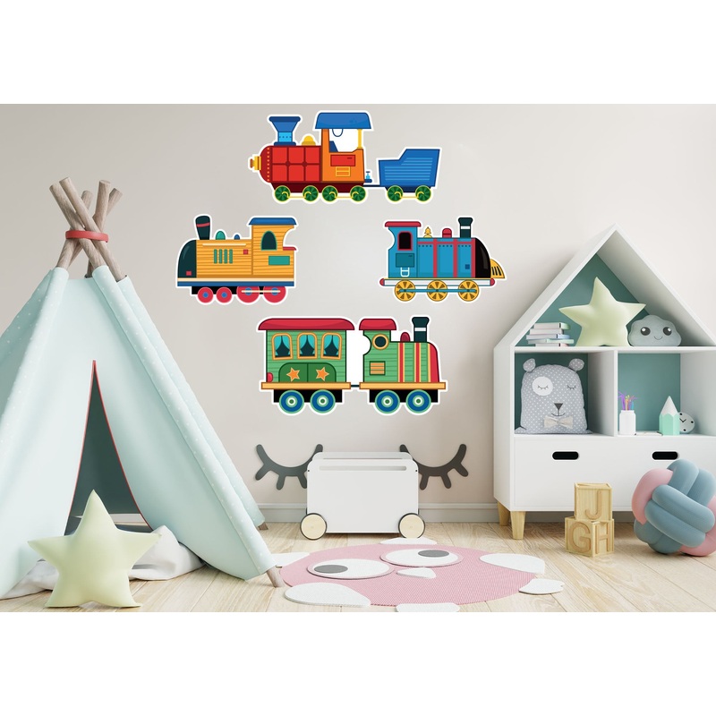 Nursery:  Four Trains Collection        –   Removable Wall   Adhesive Decal