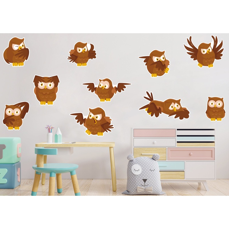 Nursery: Owl Brown Owls Collection        –   Removable Wall   Adhesive Decal