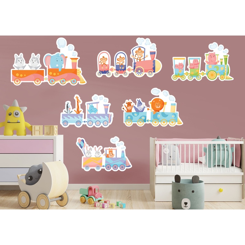 Nursery: Trains Pastel Collection        –   Removable Wall   Adhesive Decal