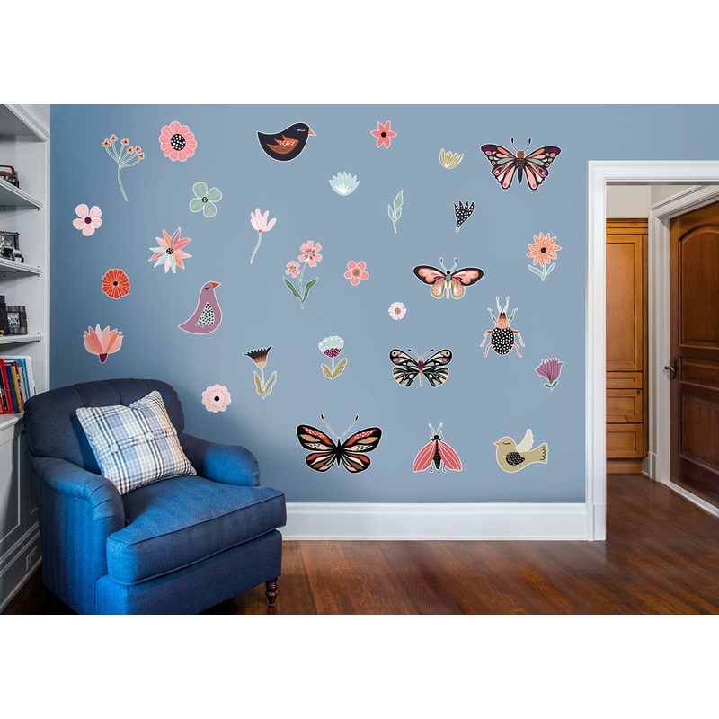Seasons Decor: Seasons Decor Spring Flowers and Birds Collection        –   Removable Wall   Adhesive Decal