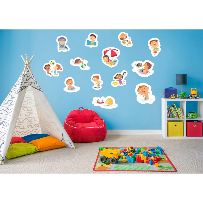 Seasons Decor:  Summer Kids in Vacay Collection        –   Removable Wall   Adhesive Decal