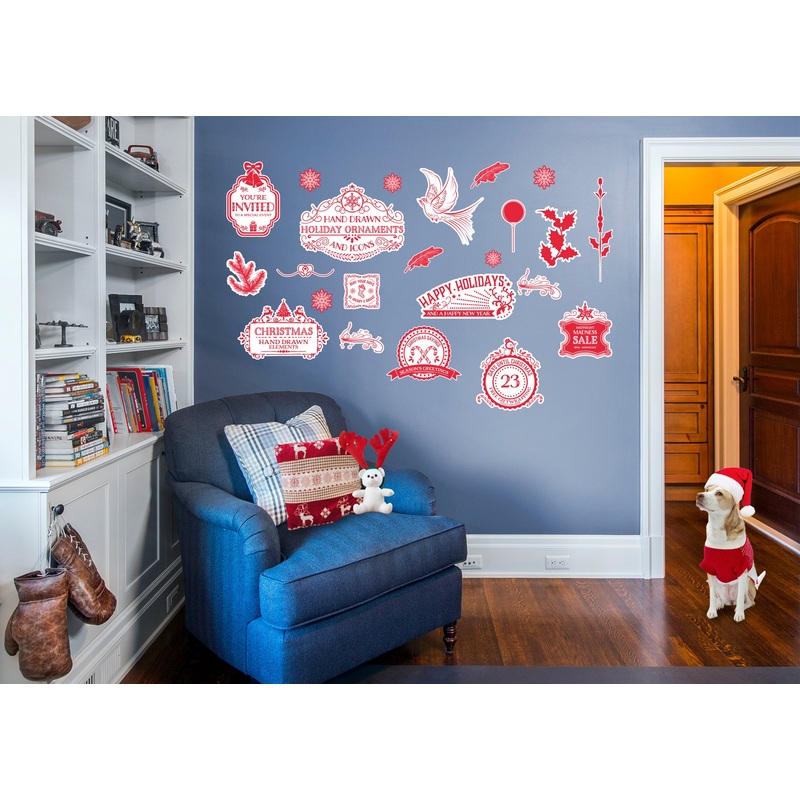 Seasons Decor: Winter Christmas Vintage Collection – Removable Adhesive Decal