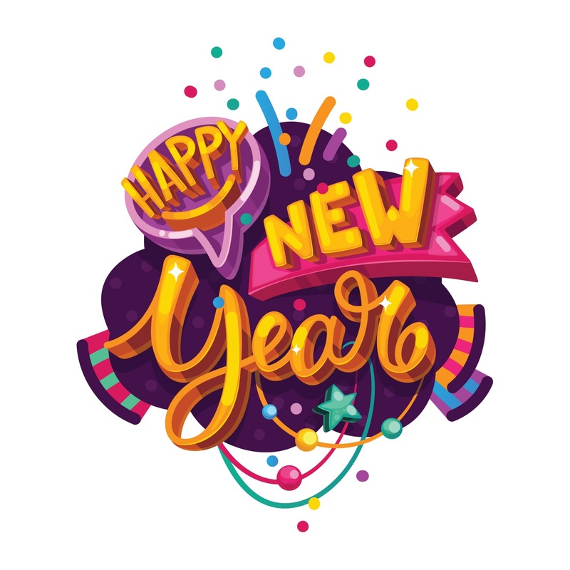 Seasons Decor: Winter Happy New Year Icon – Removable Adhesive Decal