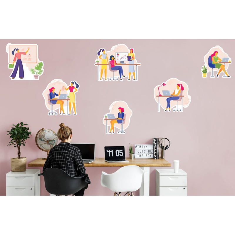 Women in Business Work Scenes Collection  – Removable Wall Decal