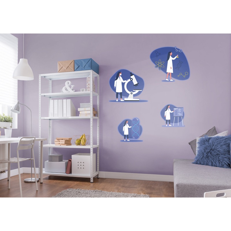 Women in Science Scientist LONG HAIR Collection  – Removable Wall Decal