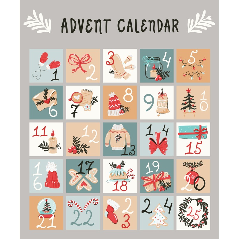 Christmas:  Advent Calendar Dry Erase        –   Removable     Adhesive Decal