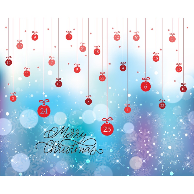 Christmas:  Baubles Calendar Dry Erase        –   Removable     Adhesive Decal
