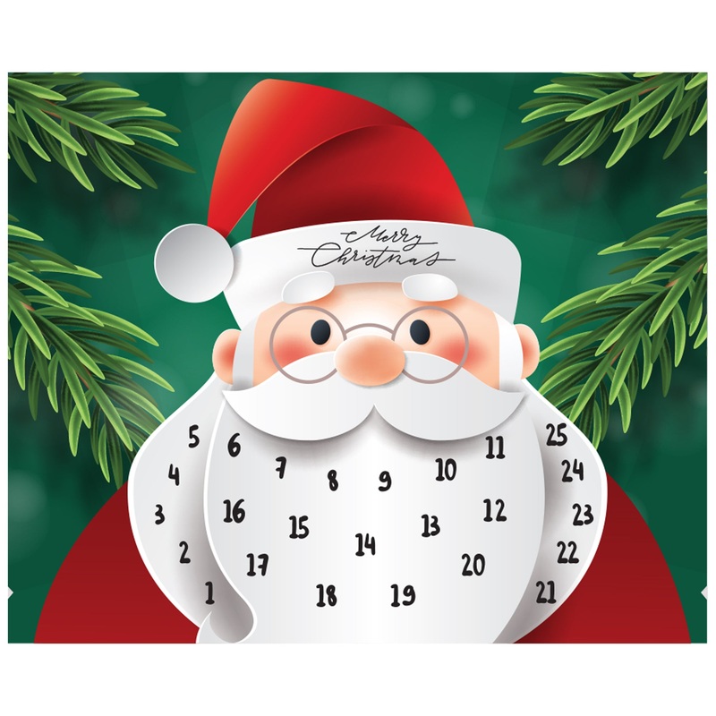 Christmas:  Beard Calendar Dry Erase        –   Removable     Adhesive Decal