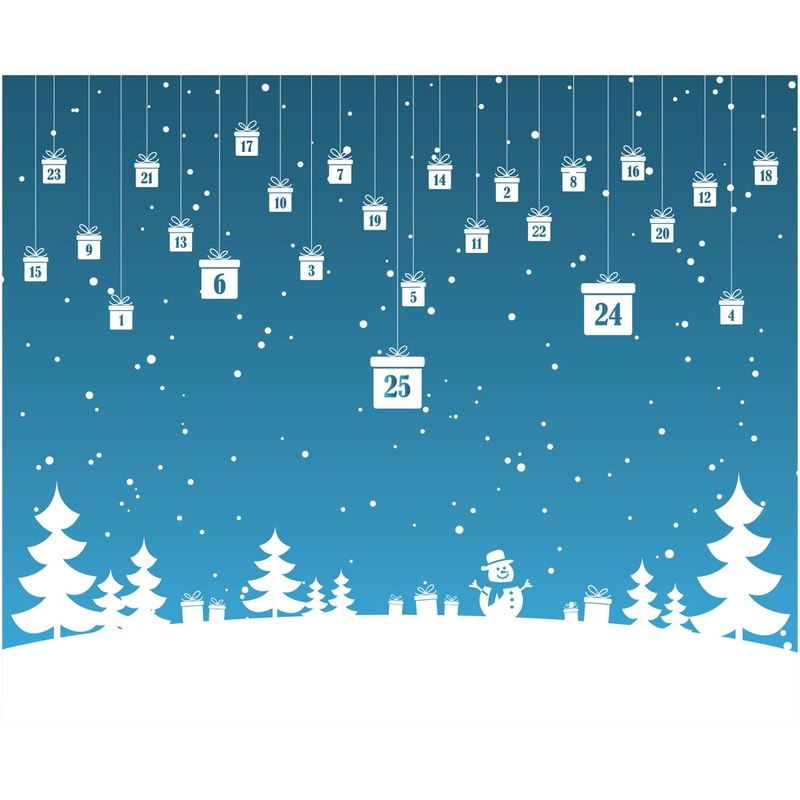 Christmas:  Blue Holiday Calendar Dry Erase        –   Removable     Adhesive Decal