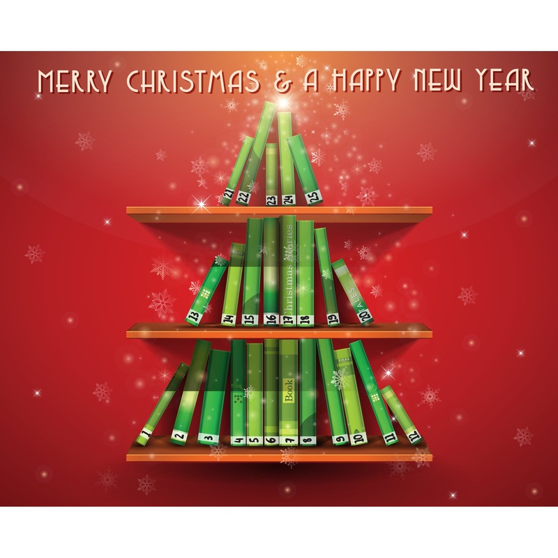 Christmas:  Books on a Shelf Calendar Dry Erase        –   Removable     Adhesive Decal