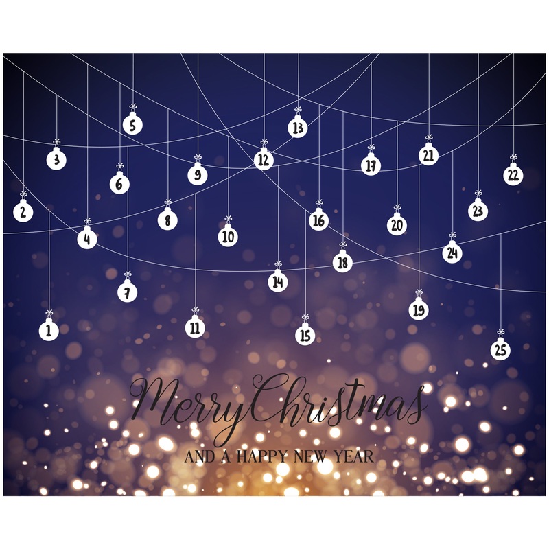 Christmas:  Bulbs Calendar Dry Erase        –   Removable     Adhesive Decal
