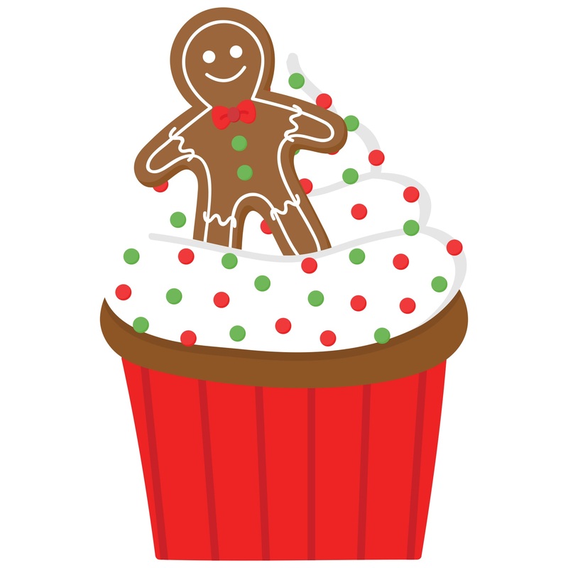 Christmas: Gingerbread Man in Cupcake Icon – Removable Adhesive Decal