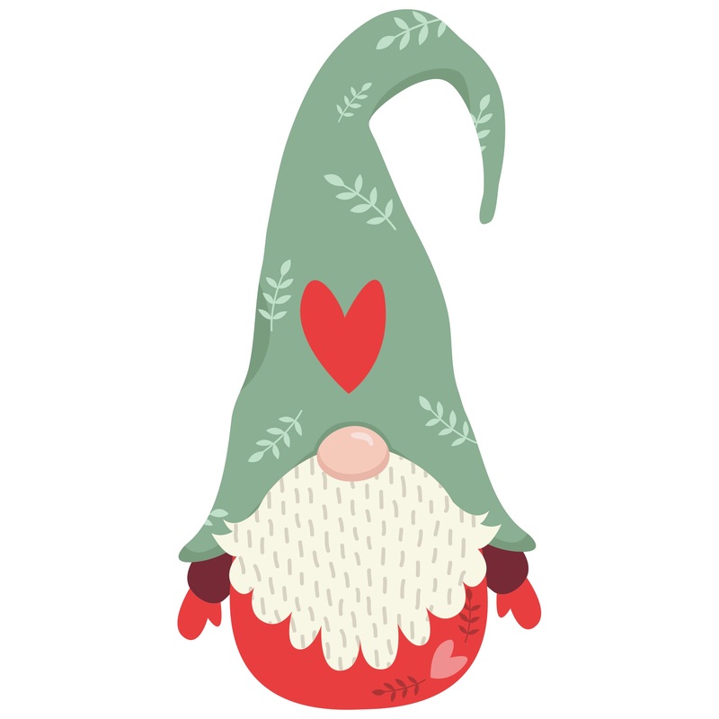 Christmas: Heart Gnome Icon – Removable Adhesive Decal